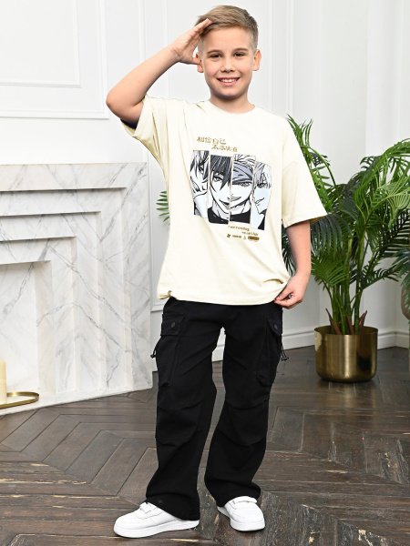 3136 Футболка д/м оверсайз (бежевый весь размерный ряд)