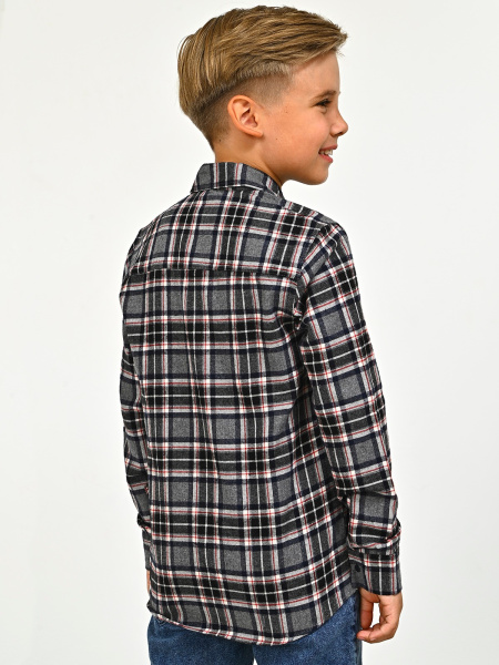 2710 Рубашка д/м клетка (серый весь размерный ряд)
