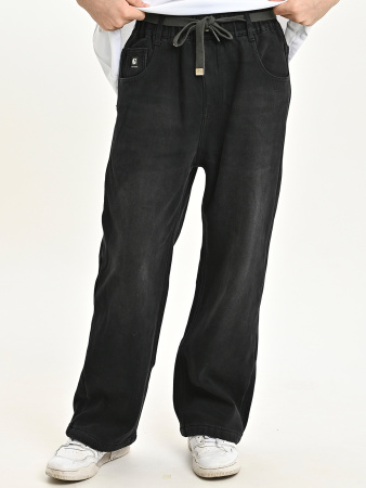 25383-Ch Джинсы утепленные д/м (черный весь размерный ряд)