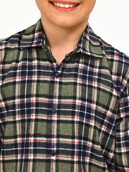 2709 Рубашка д/м клетка (зеленый весь размерный ряд)