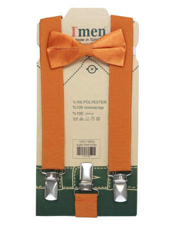 1020-4 Подтяжки+бабочка (оранжевый размер 86-122)